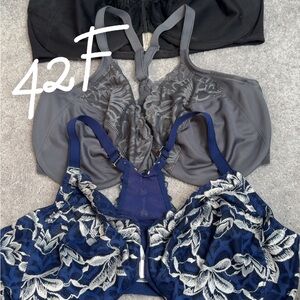 Elegant Lace Women's Intimates Set - Black, Gray, and Blue